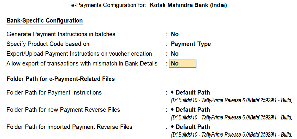 e-Payments Configuration