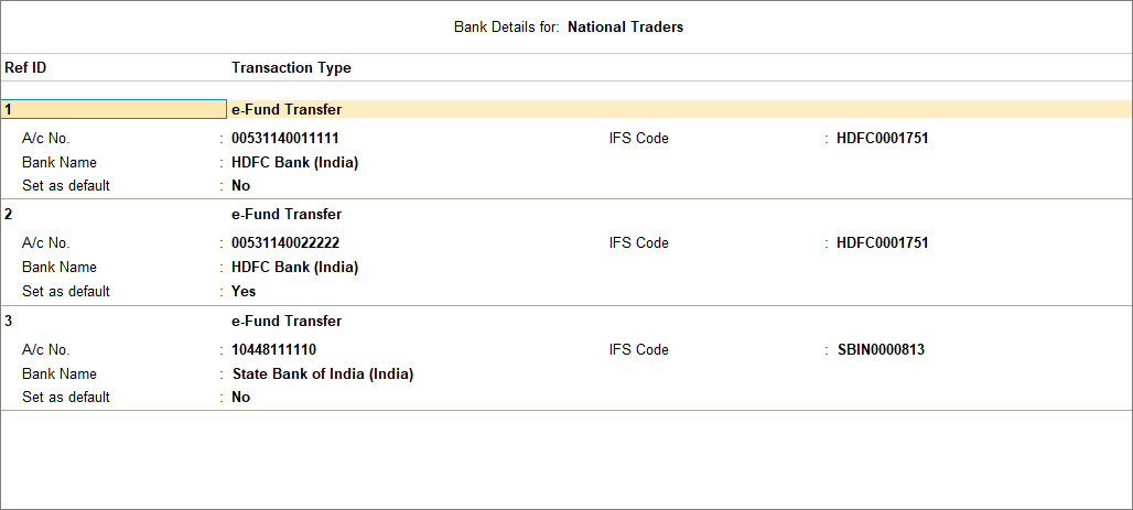 Bank details for party after bulk import
