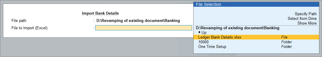 Import Bank details