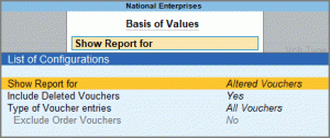 Basis of Values in TallyPrime