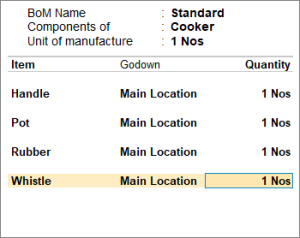 BOM WITHOUT ITEM TYPE
