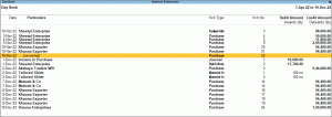 Cancelled Transaction in Day Book in TallyPrime