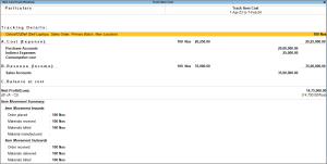 Item Cost Track Breakup Report