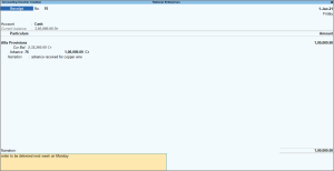 Narration in Voucher in TallyPrime