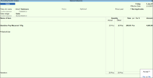 Optional Voucher in TallyPrime