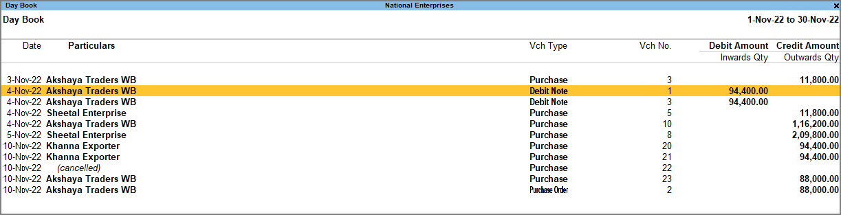 Hidden Transaction in Day Book in TallyPrime