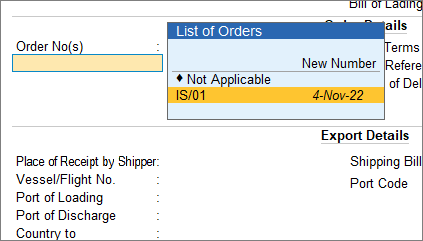 Record sales against sales order