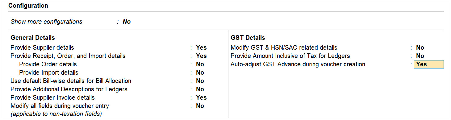 Auto Adjust GST Advances in Purchase Voucher During Voucher Creation in TallyPrime