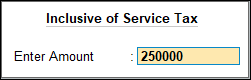 Inclusive of Service Tax in TallyPrime