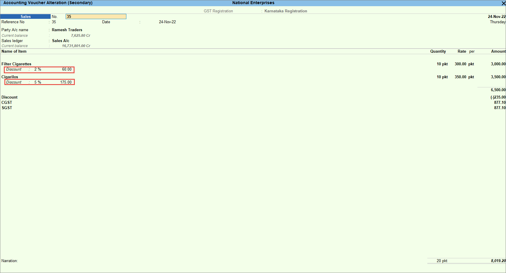 Recording transaction with discount