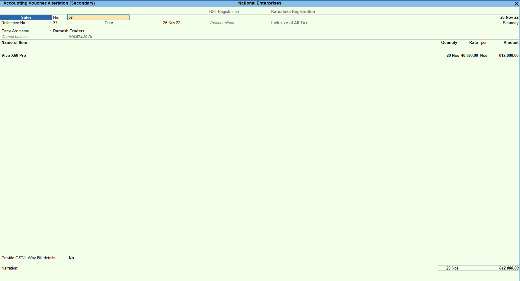 Recording transaction with voucher class