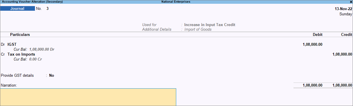 Calim Tax Credit TallyPrime