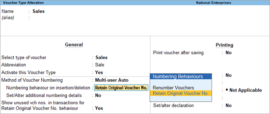 GST Voucher Numbering