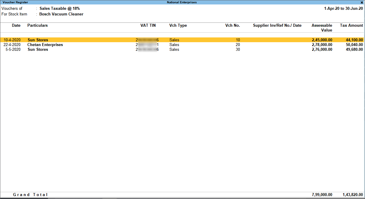 Particulars of Computation Details in TallyPrime