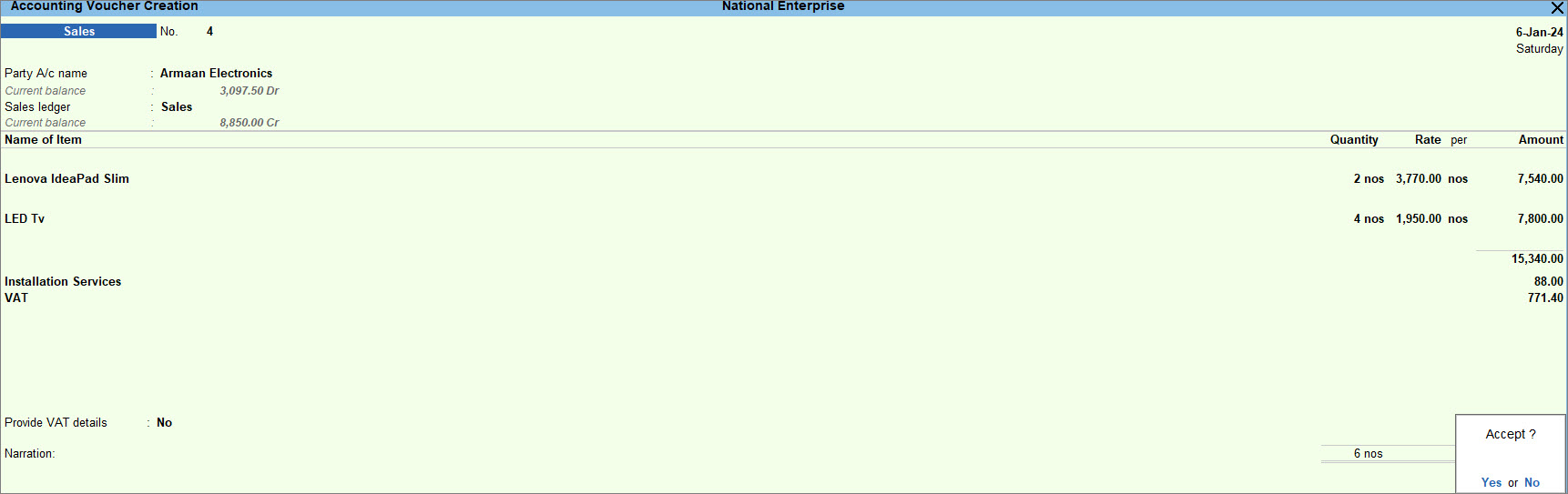 Sales-in-single-invoice