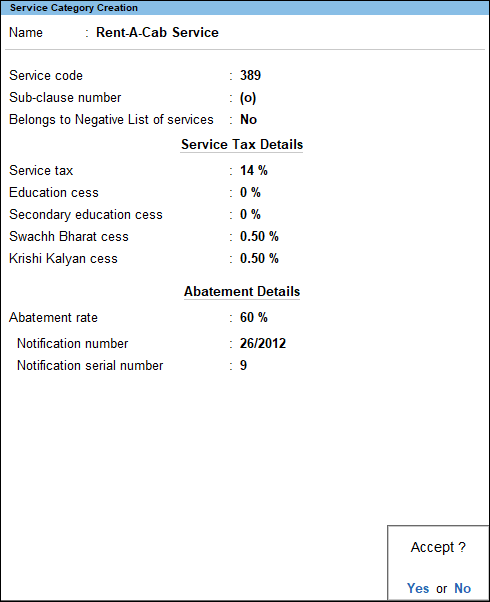 Service Category Creation in TallyPrime