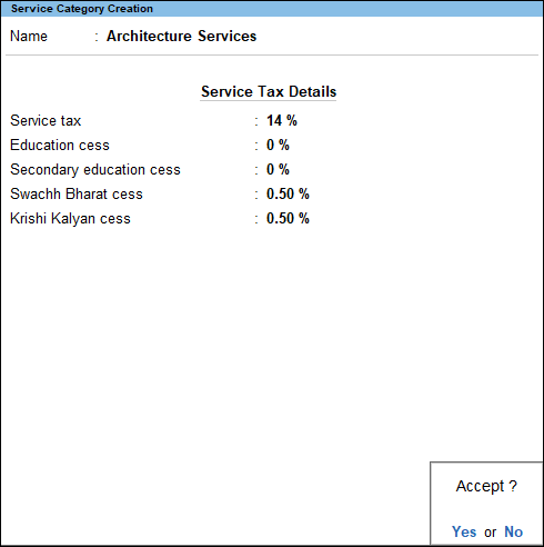 Service Category Creation in TallyPrime