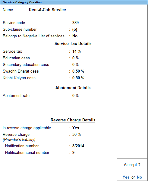 Service Category Creation in TallyPrime