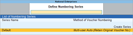 Voucher Type GST Numbering