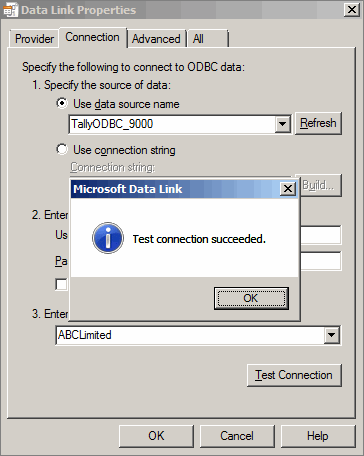 Test Connection Success Message