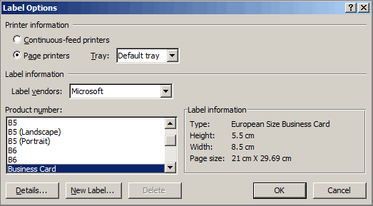 Product Number Business Card - Mail Merge in MS Word 7