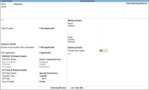 Expense Ledger with GST in TallyPrime