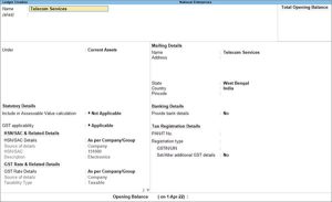 Non-Revenue Ledger with GST in TallyPrime