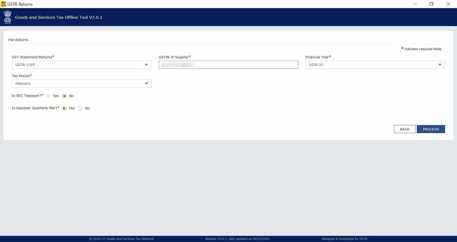 File Returns Screen