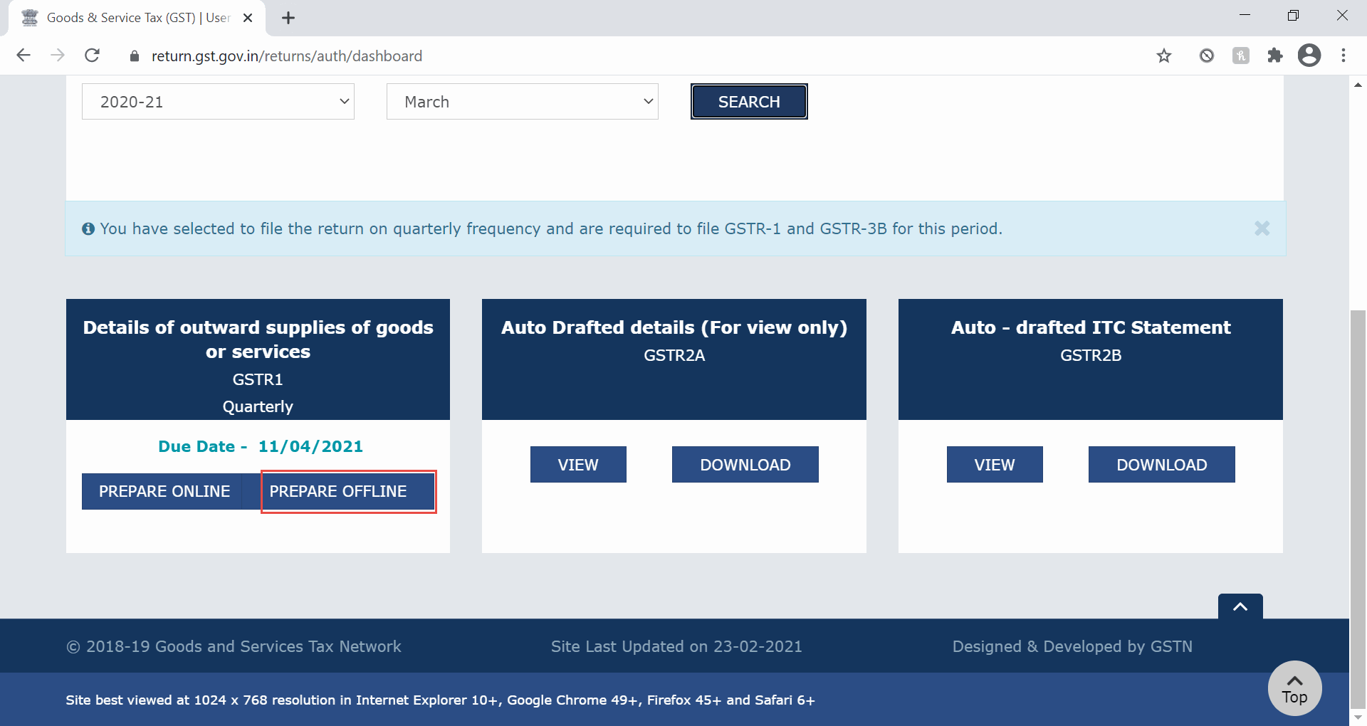 GSTR-1 - Prepare Offline to File Quarterly Return