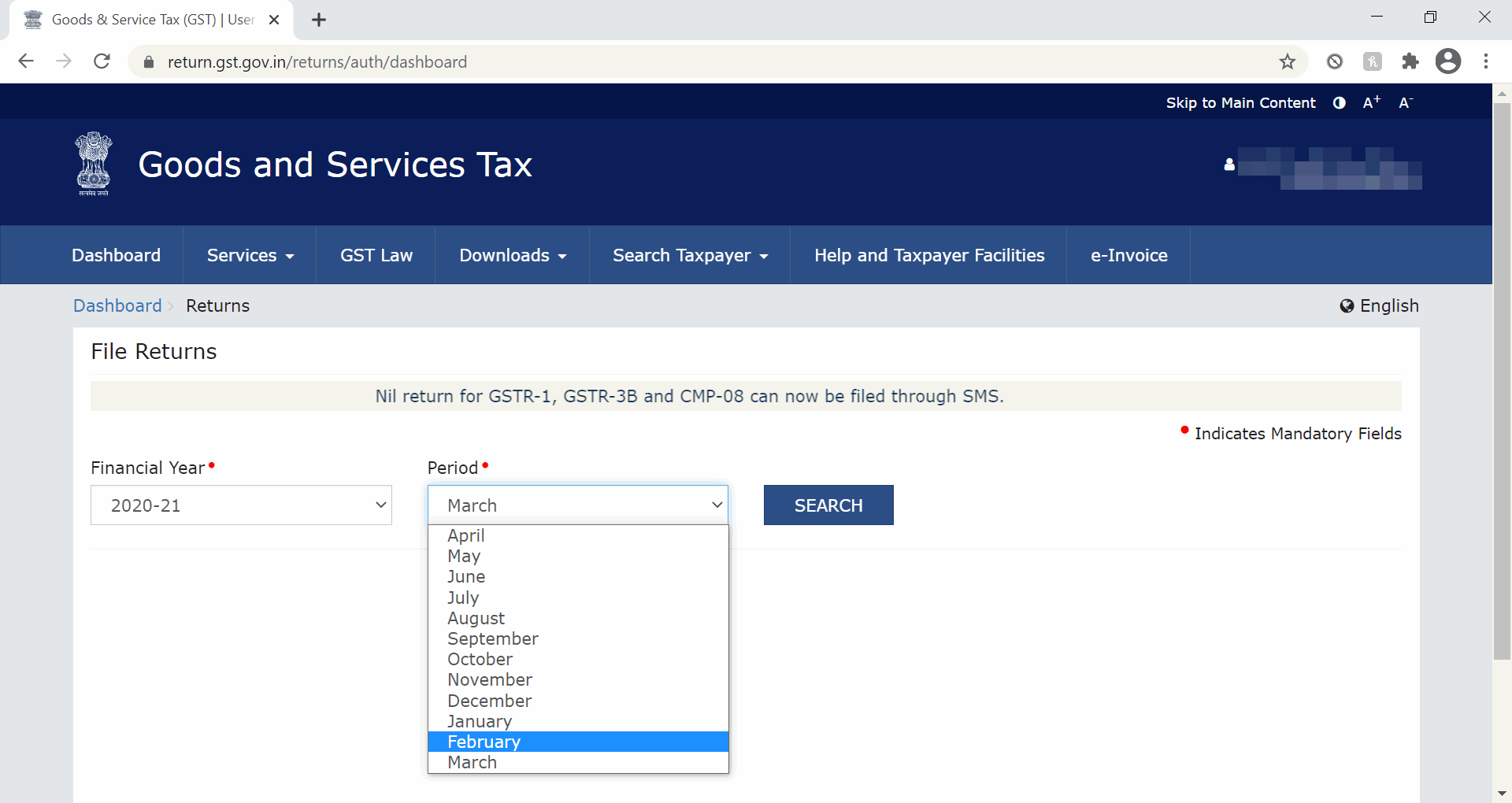 Select Financial Year and Period for IFF