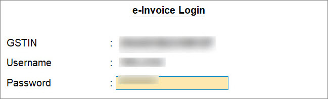 e-Invoice Login Screen in TallyPrime