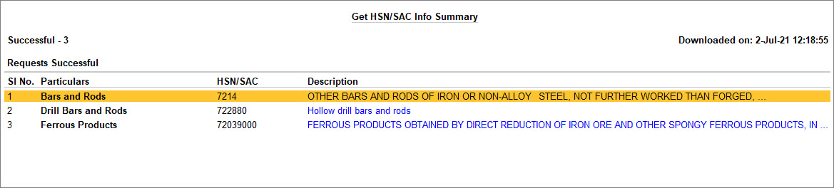 Get HSN or SAC Info Summary in TallyPrime