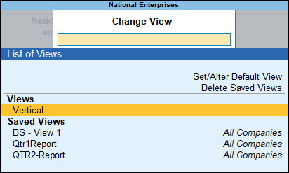 Open saved views from Change View