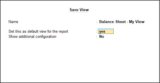 Save view options