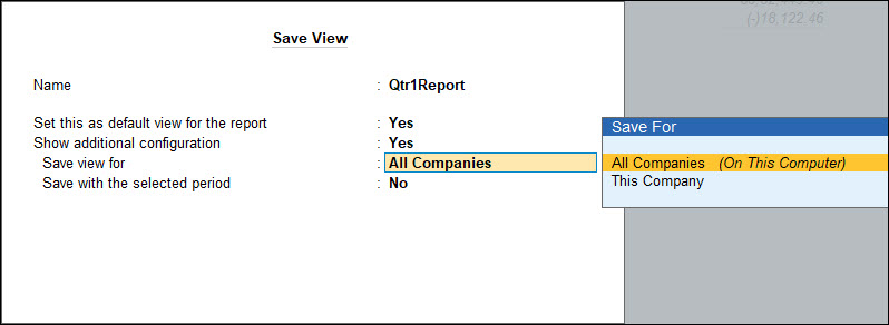 Save report in all companies or in this company
