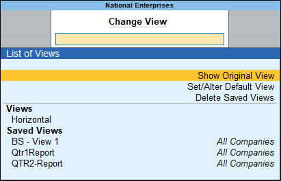 View the original view of my report