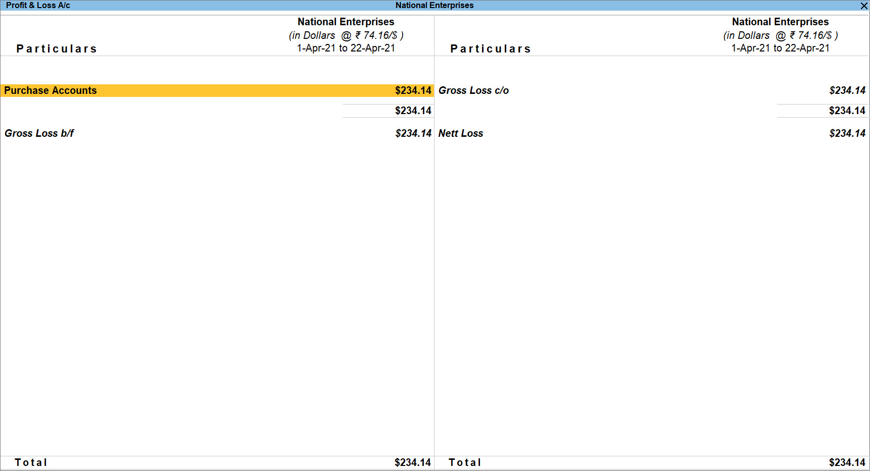 TallyPrime Report with Amounts in Foreign Currency