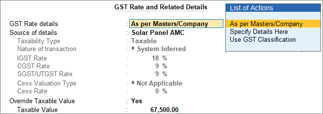 30% of the service value as taxable value