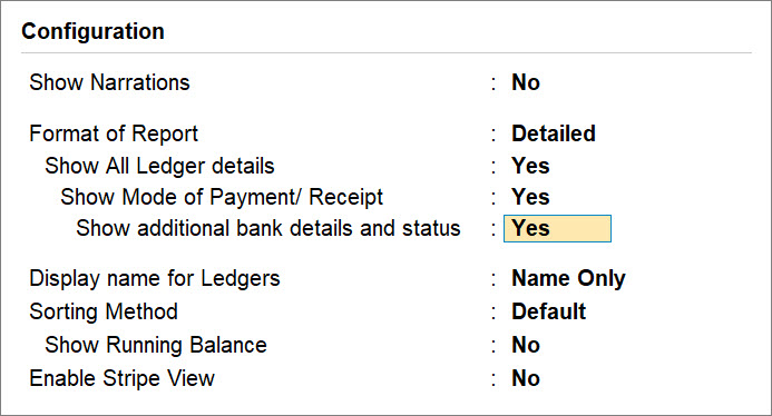 View Bank-related Information in Group Vouchers Report