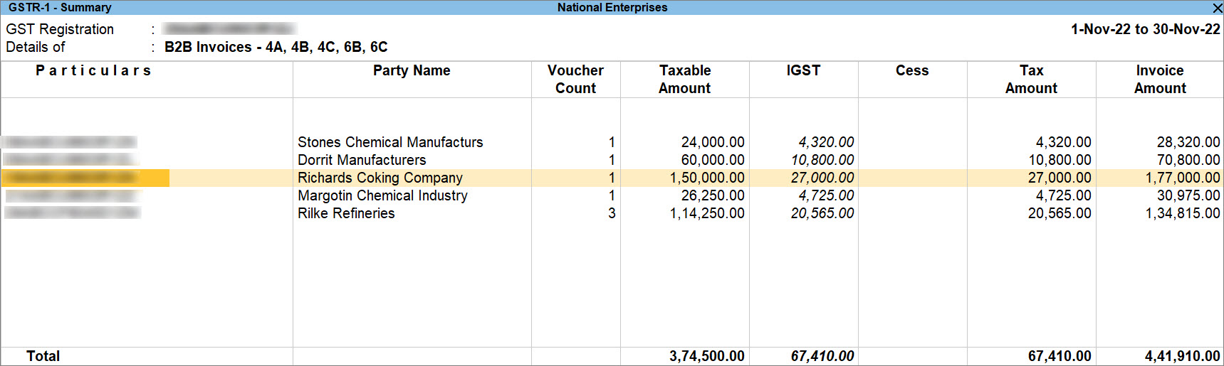 Sales of Service to Regular - SEZ Company in GSTR-1 of TallyPrime