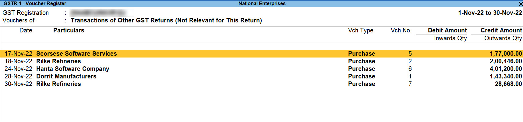 Purchase of Services from Regular Company in GSTR-1 of TallyPrime