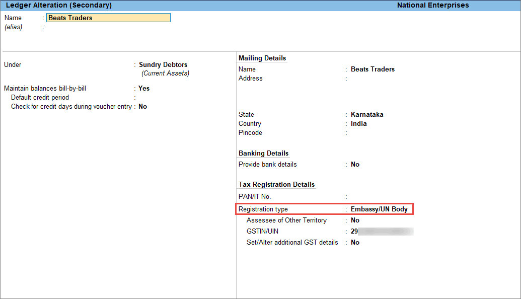 Party Ledger for Embassy