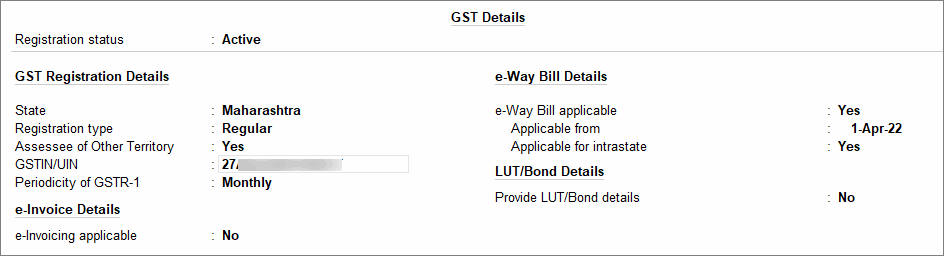 Enable Other Territory in Company GST Details Screen