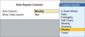 Auto Repeat Columns in TallyPrime