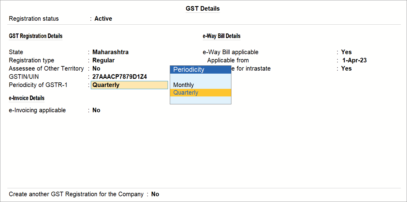 GSTR-1 for Quarterly Filing in TallyPrime