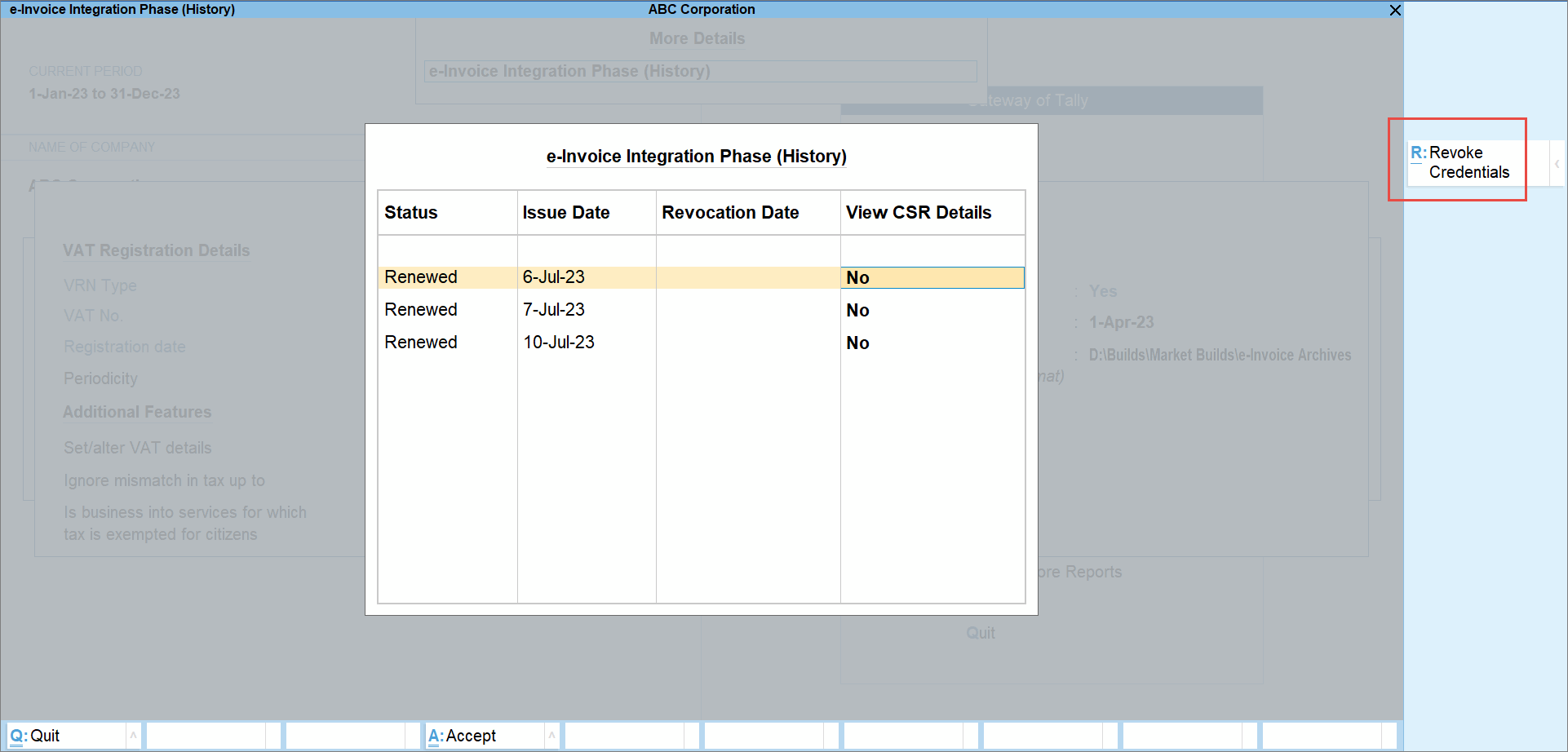 Revoke e-Invoice Login Credentials in TallyPrime