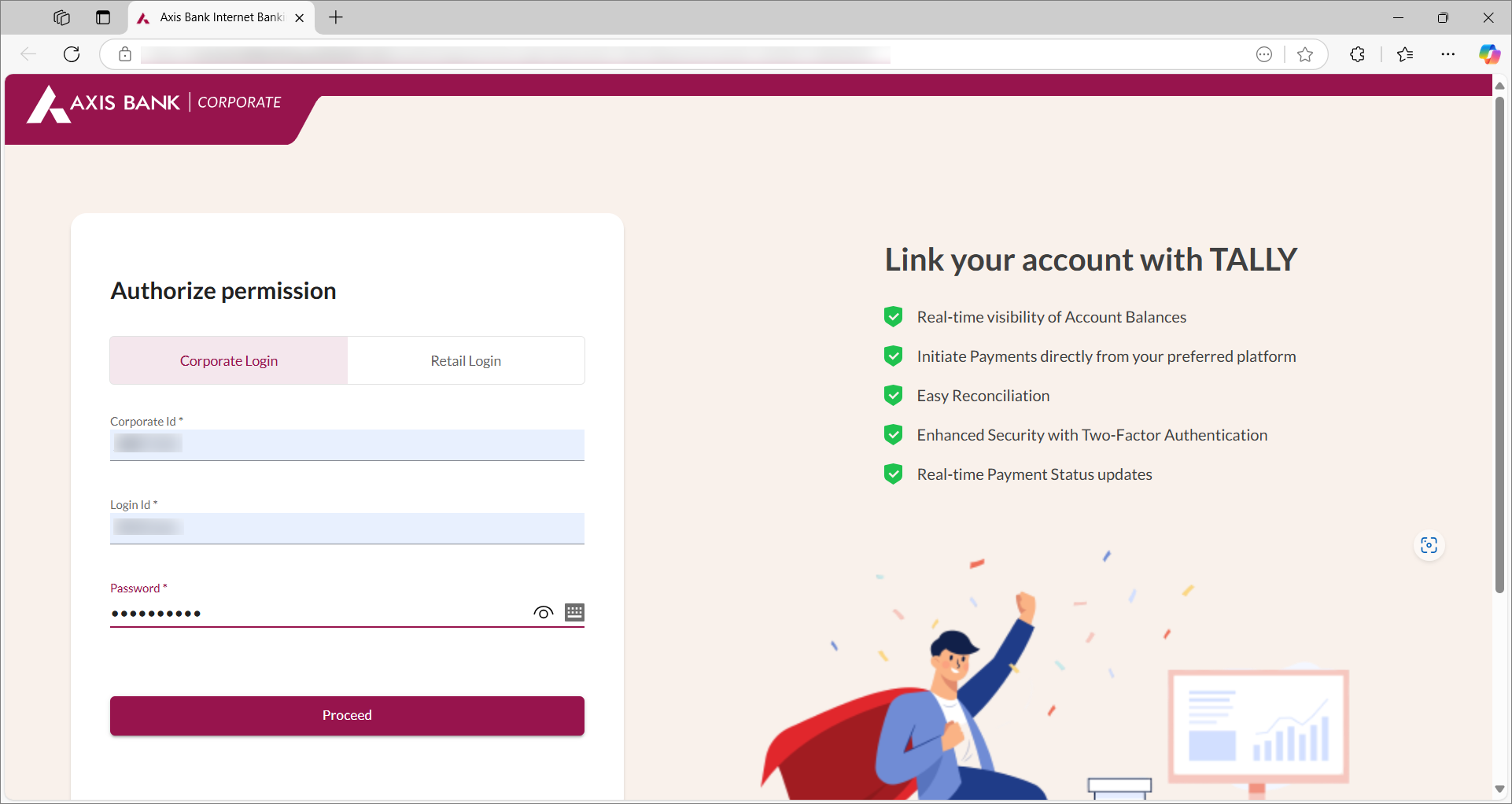Log in to the Axis Bank Portal with Corporate ID