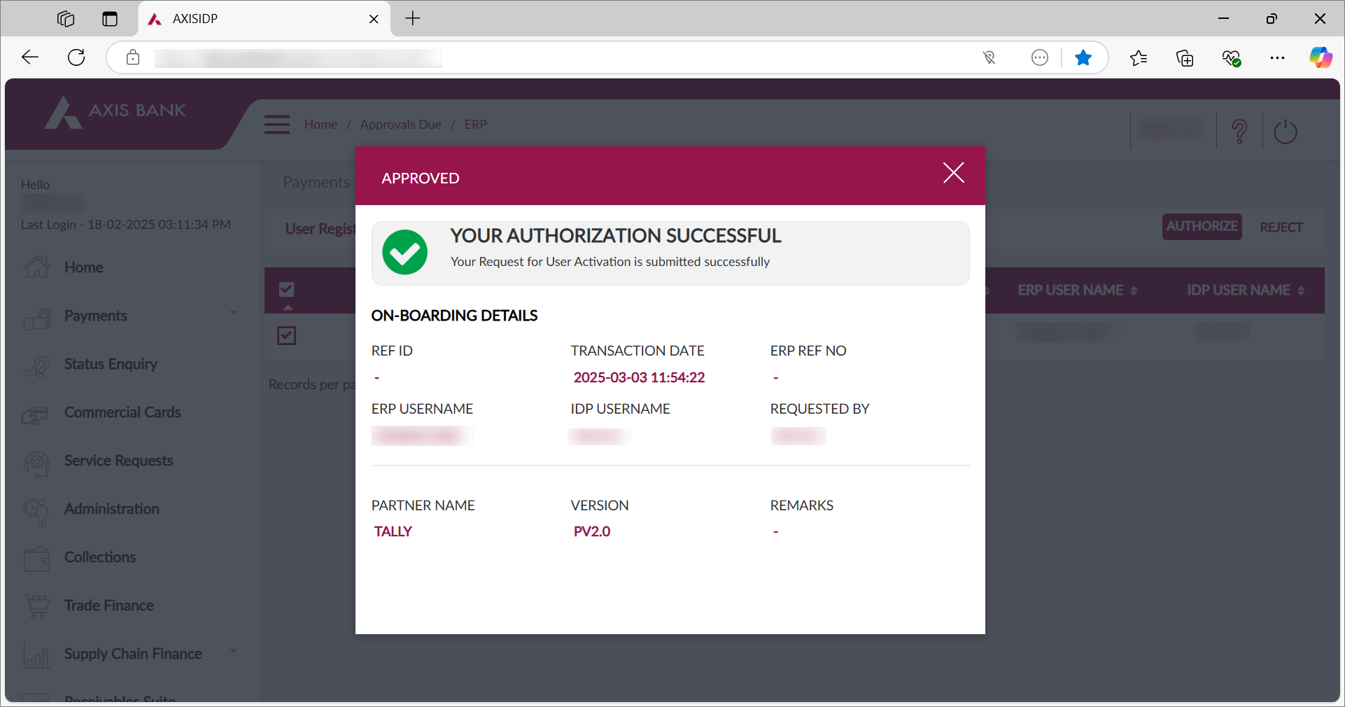 Bank Connection is Authorised
