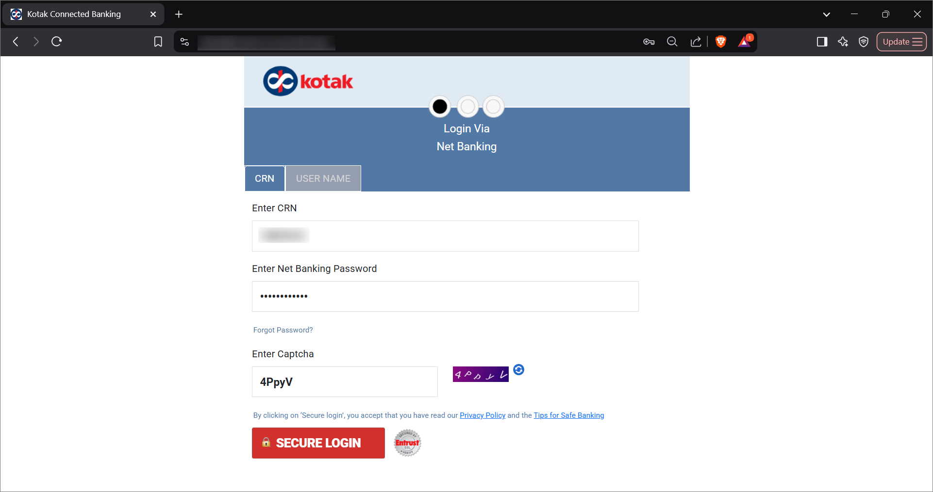 Log in to Kotak Mahindra Bank Portal