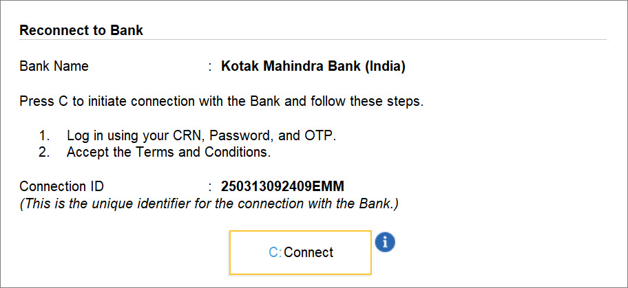 Reconnect Kotak Mahindra Bank Account to TallyPrime